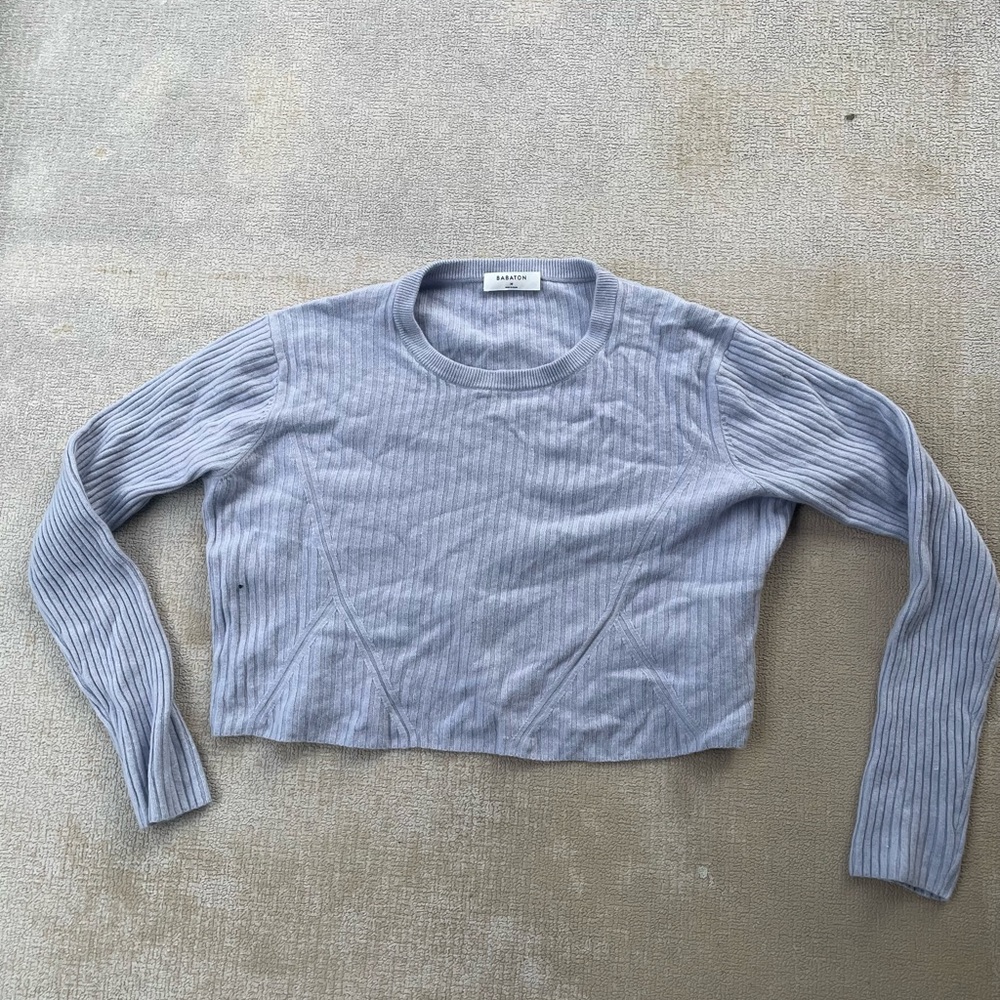 Aritzia Babaton Cropped Blue Sweater Size Medium